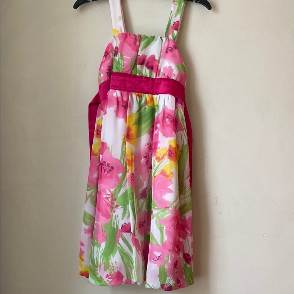 Floral Pink and Green Dress- girls size 7